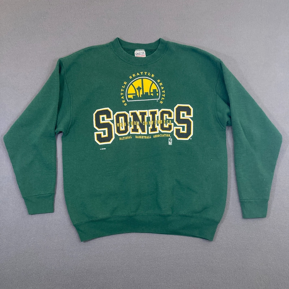 Vintage Oneita Seattle Super Sonics Sweatshirt Size XL Green‎ Crewneck Sweater